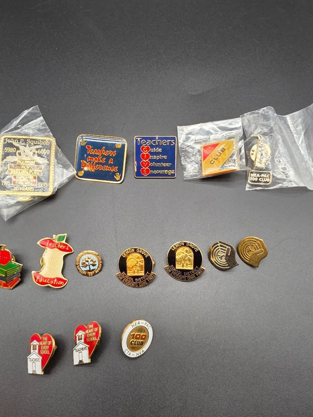 This lot of 15 education-themed apple pins is a great collectible item for teach
